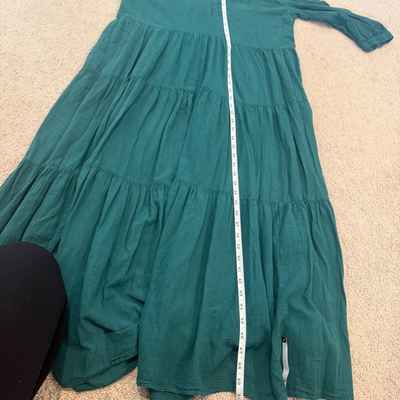 Honorine Lagoon Teal Cotton Gauze Tiered Maxi Dress Boho Resort Vacation Size M - Picture 6 of 7
